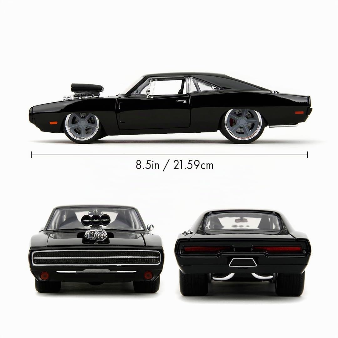 Jada Toys Fast and Furious - Modellino auto Dodge Charger R/T 1970 (nero) – Auto cinematografica in Fast & Furious 10 (Fast X) con parti apribili, scala 1:24 (20 cm), per fan a partire dagli 8 anni in
