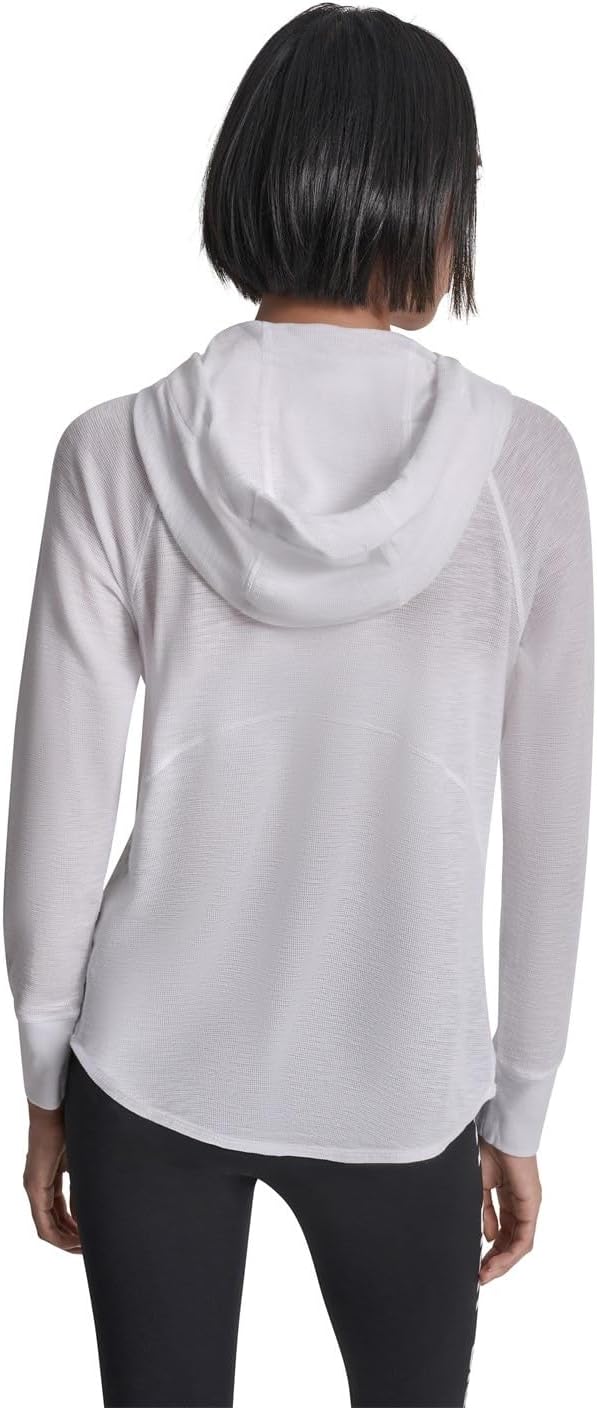 DKNY Women's Full Zip Mini Waffle Hoodie Sweatshirt