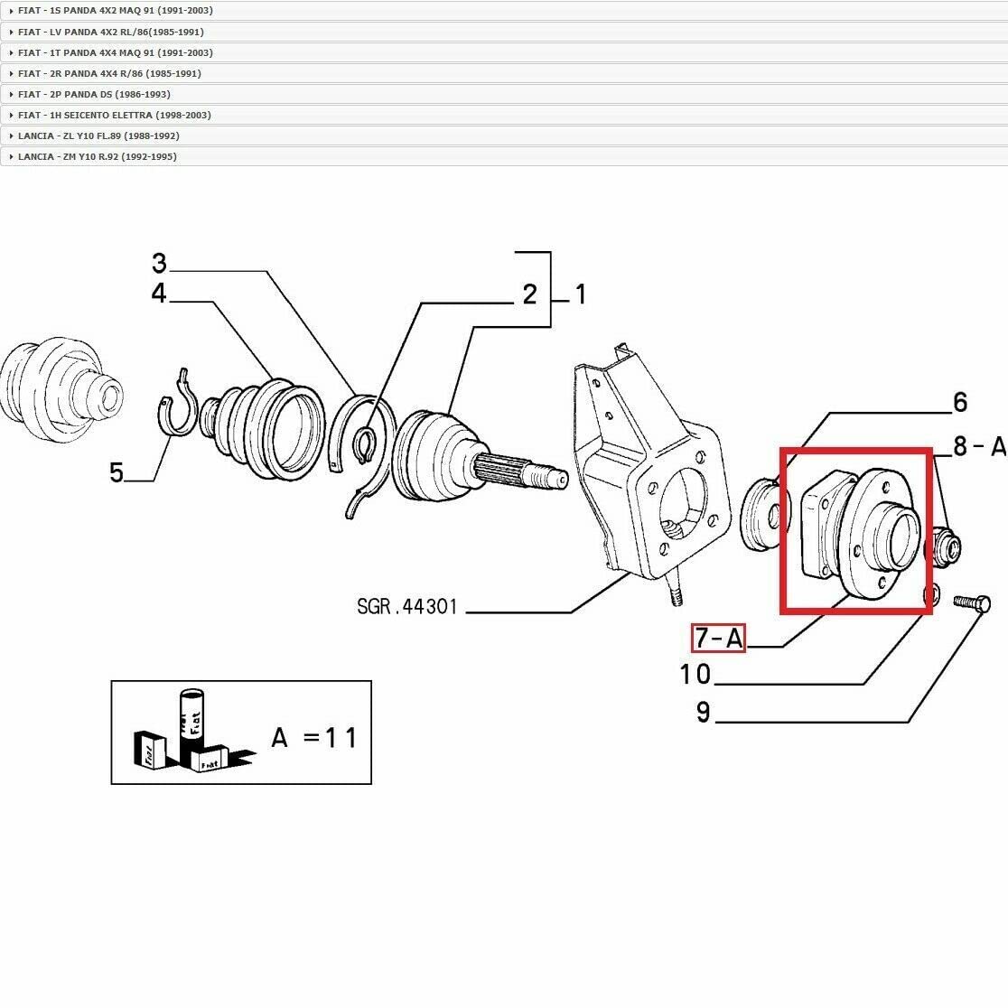 Generico Kit 2 Cuscinetti MOZZO Ruote Anteriori Panda (4X4) / Y10 MOD (141A) D'86 al 04