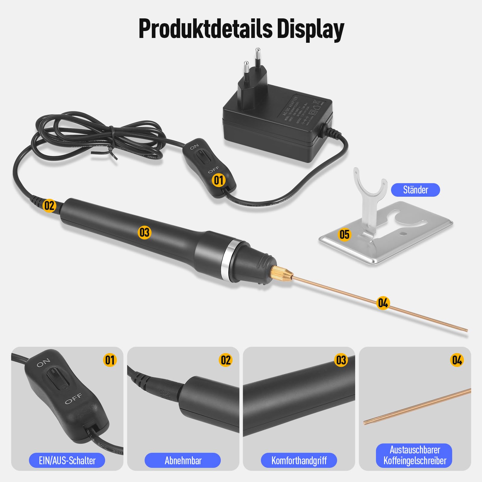 3-in-1 Schaumstoffschneider,Styroporschneider Heißdrahtschneider Elektrischer für Kunststoffe & Styropor,Styropor Schneider zum Graben von Löchern und Bearbeiten von（DunkelStyle)