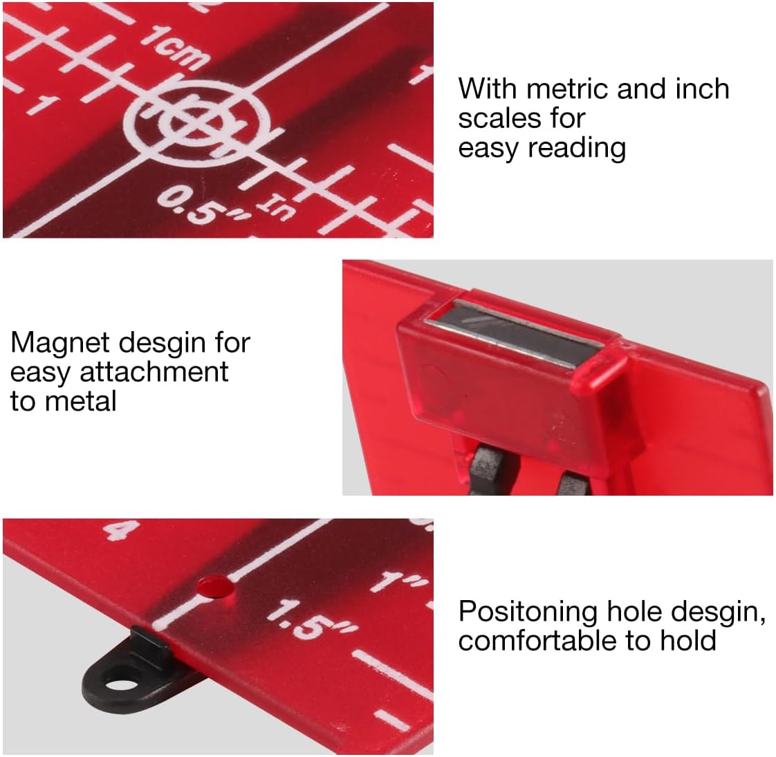 MOETER Laser Target Plate, LT02R, Red, Magnetic Floor Target Card with Stand, Reflection Target Plate for Alignment Laser Level