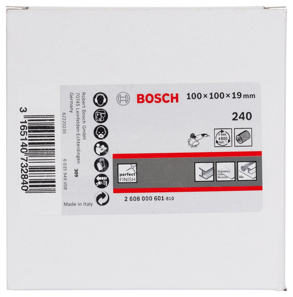 Bosch Professional 2608000601 wałek szlifierski lamelowy z włókniną P240, 100 19 mm