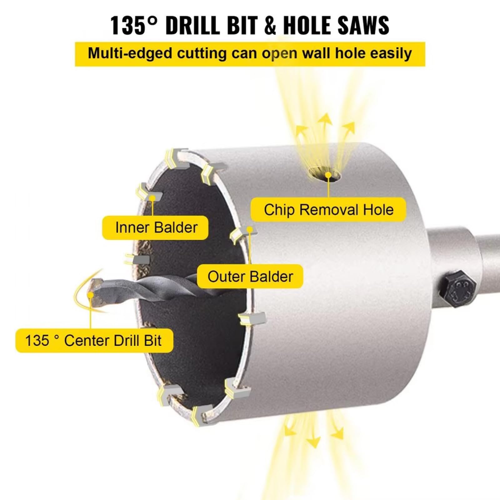 Kit De Sierra Perforadora para Hormigón 4 En 1, 8/9 Uds., 30-100/40-125mm, Broca para Cemento, Juego De Herramientas para Abridor De Agujeros para Pared