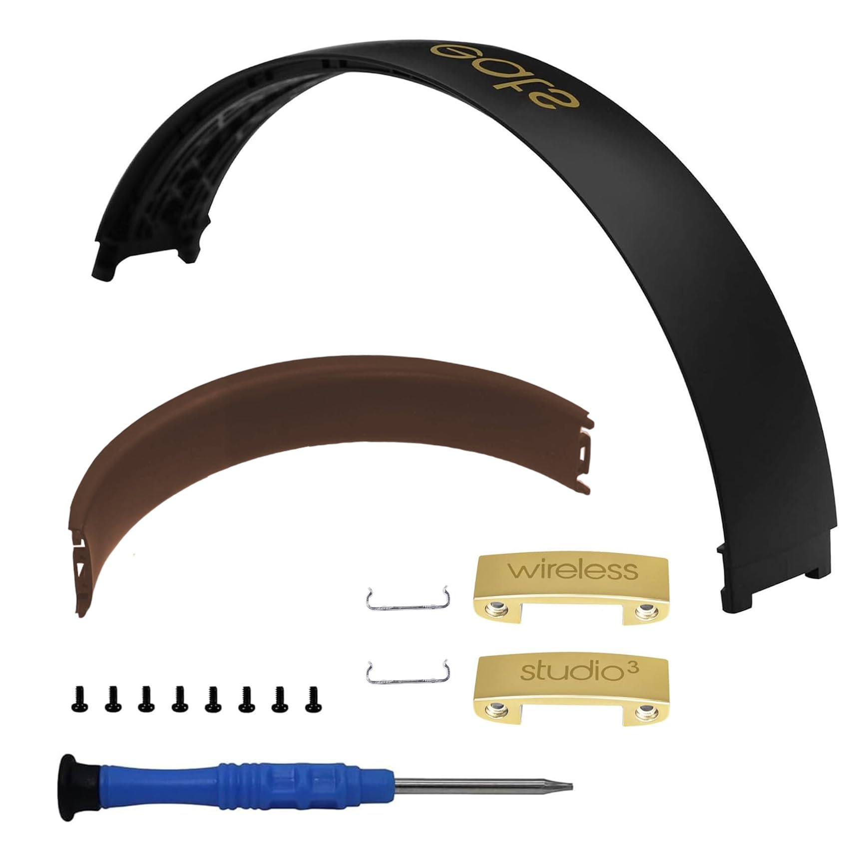 Studio3 - Kit di riparazione di ricambio per cuffie Beats Studio 3, con archetto e cerniera e cuscino di ricambio (nero e oro