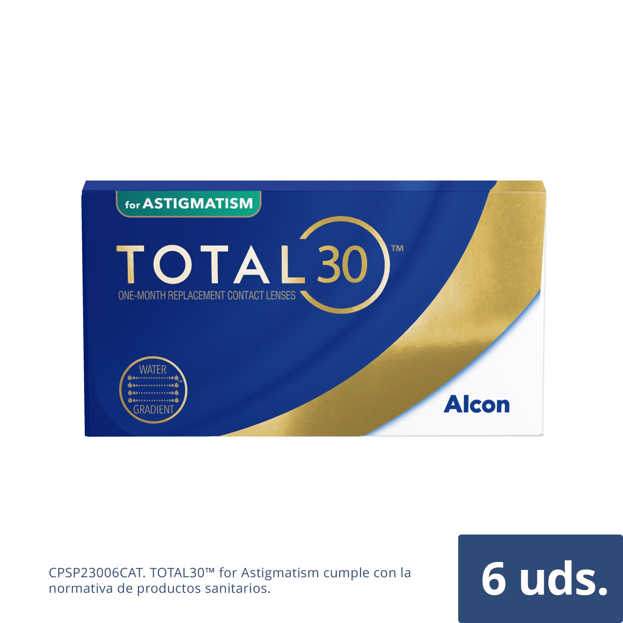 TOTAL30 for Astigmatism lentillas | 6 uds | cil 1.25 | eje 40 | -05.75 dpt | Lentes de contacto mensuales blandas que ofrecen una comodidad excepcional para la astigmatismo. R:8,6 mm; D; 14,5 mm