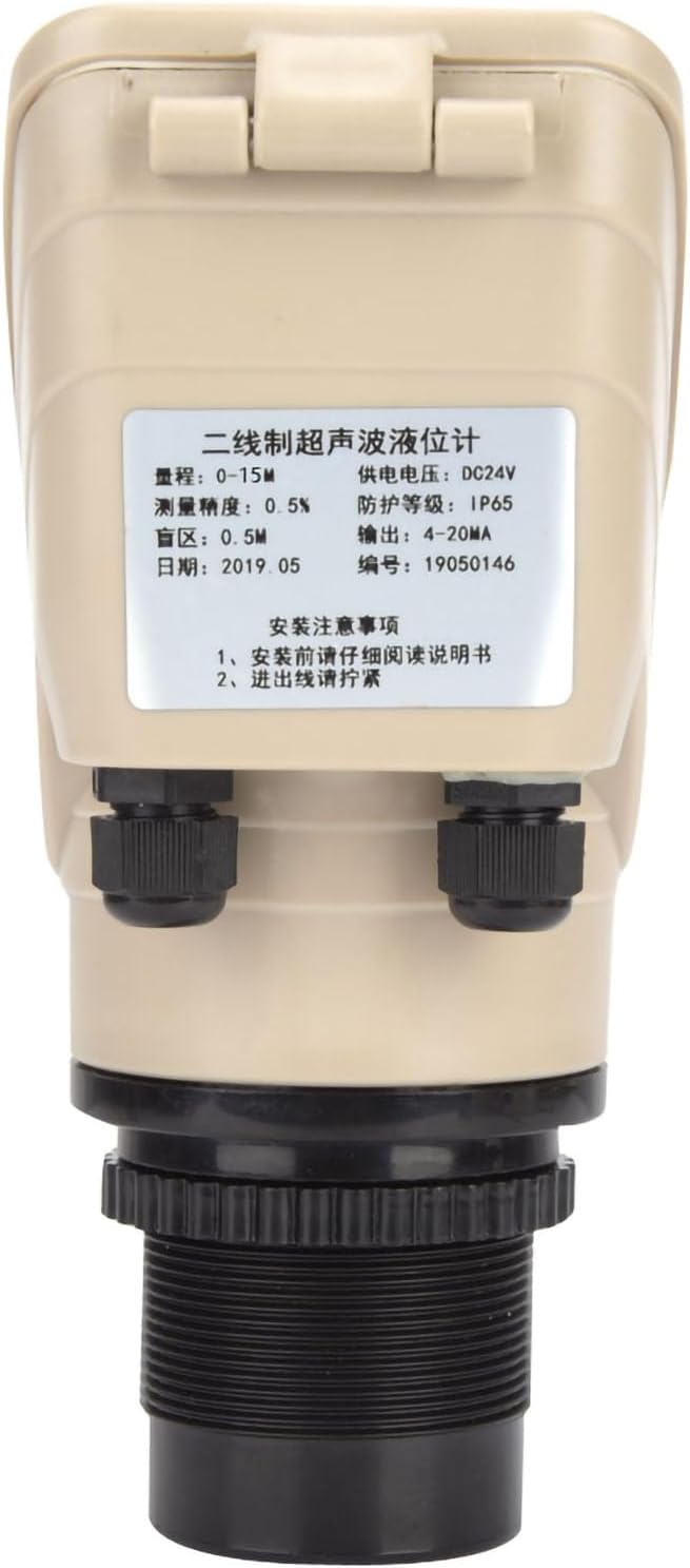 ALT 666 DC24V Digital Display Ultrasonic Level Meter Transmitter Water Level Sensor 0.3% LCD Display IP65 Protection for Industrial Process Control Environmental Monitoring (0-15 Meters)