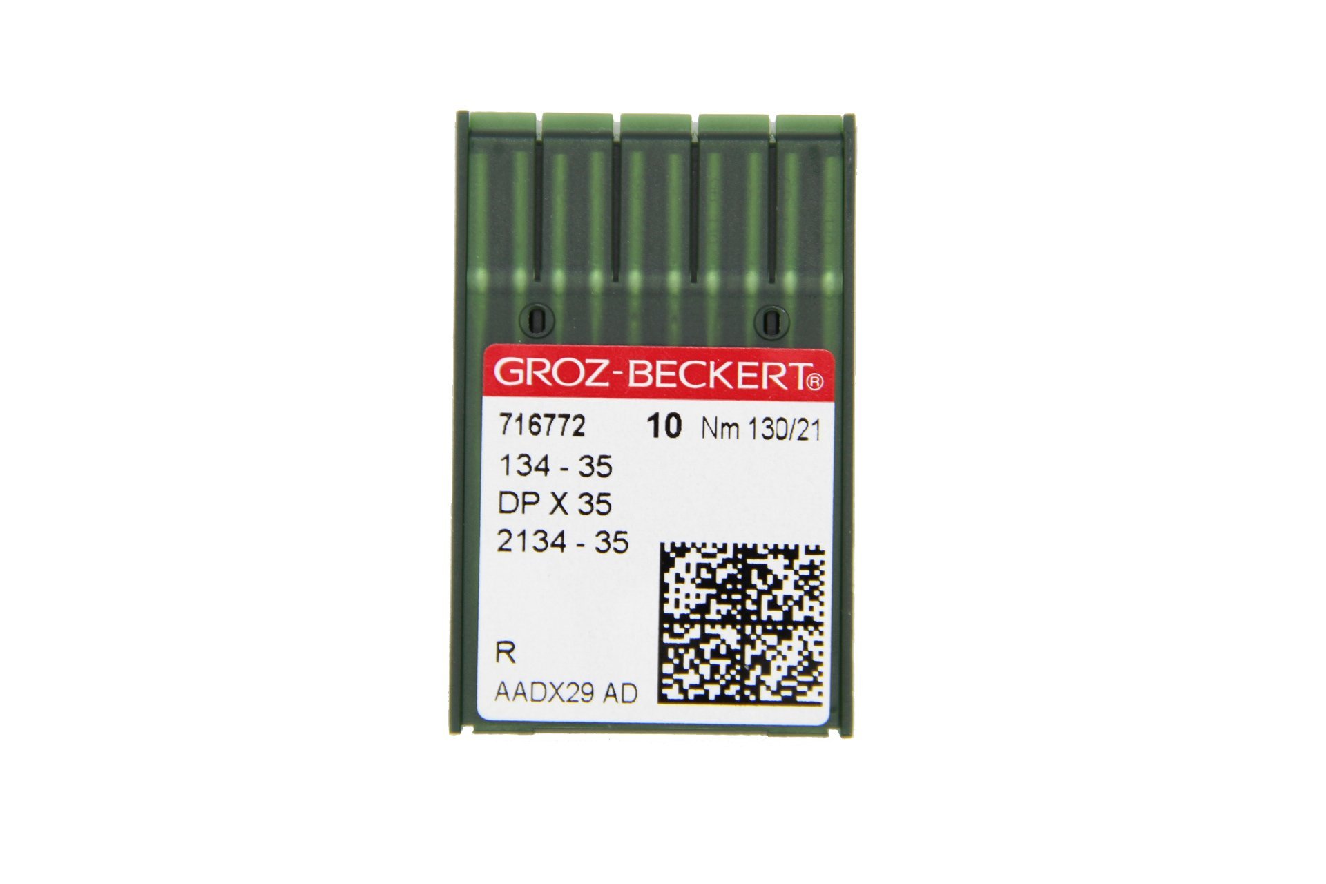 Groz-Beckert Pack of 10 Sewing Needles 134-35 with Round Piston and Bullet Tip for Industrial Sewing Machines (Nm. 130/21)