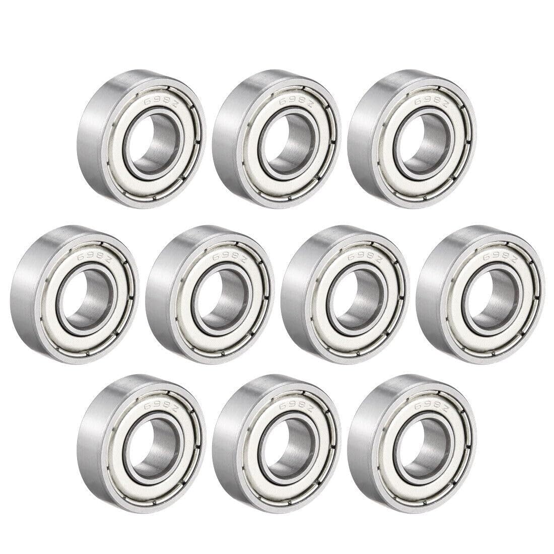 10 Uds rodamiento rígido de bolas 698ZZ doble escudo 8mm x 19mm 6mm acero cromado