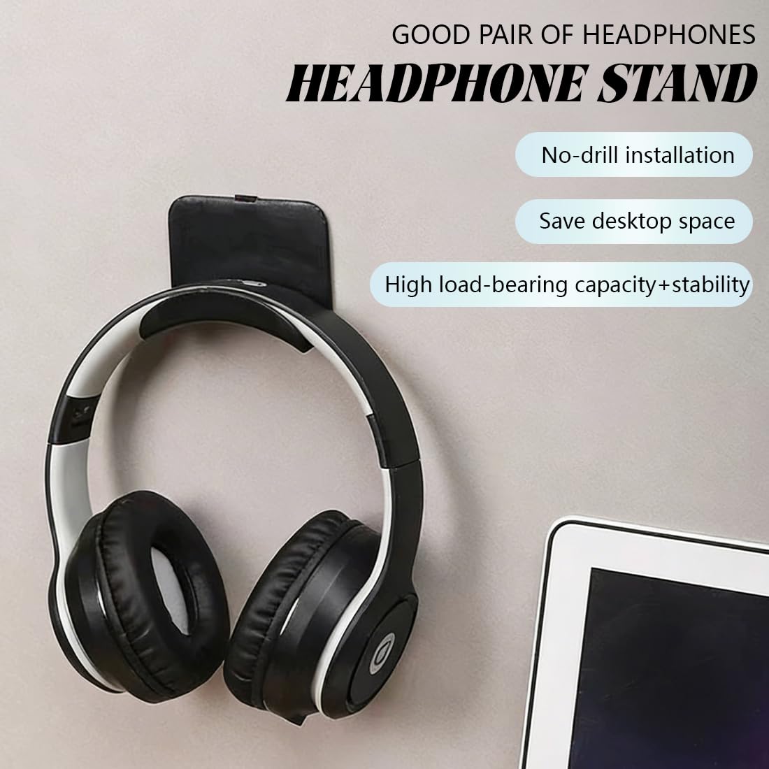 2 Pezzi Supporto Cuffie, Porta Cuffie da Scrivania, Supporto Cuffie Gaming, Universale Gancio Appendi Cuffie Staffa, Supporto da Parete per Cuffie, per Tavolo, Parete, Vetro, Metallo