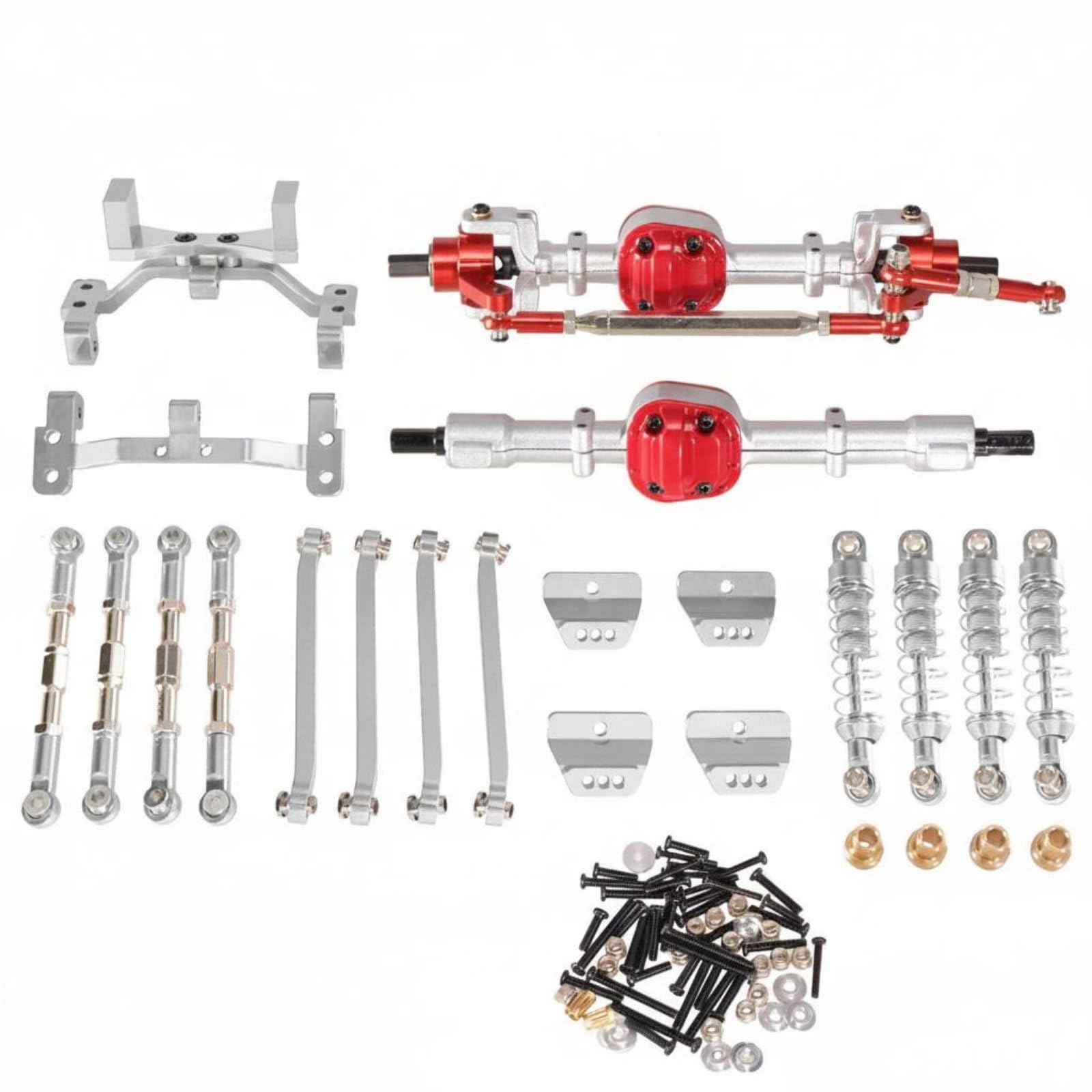 6 Piezas Puente Industrial Eje Carcasa Delantera Trasera Kit Mejora RC Aleación de Aluminio Precisión CNC Superficie Anodizada Adecuado para Coche RC, Color to 6, Style to 6