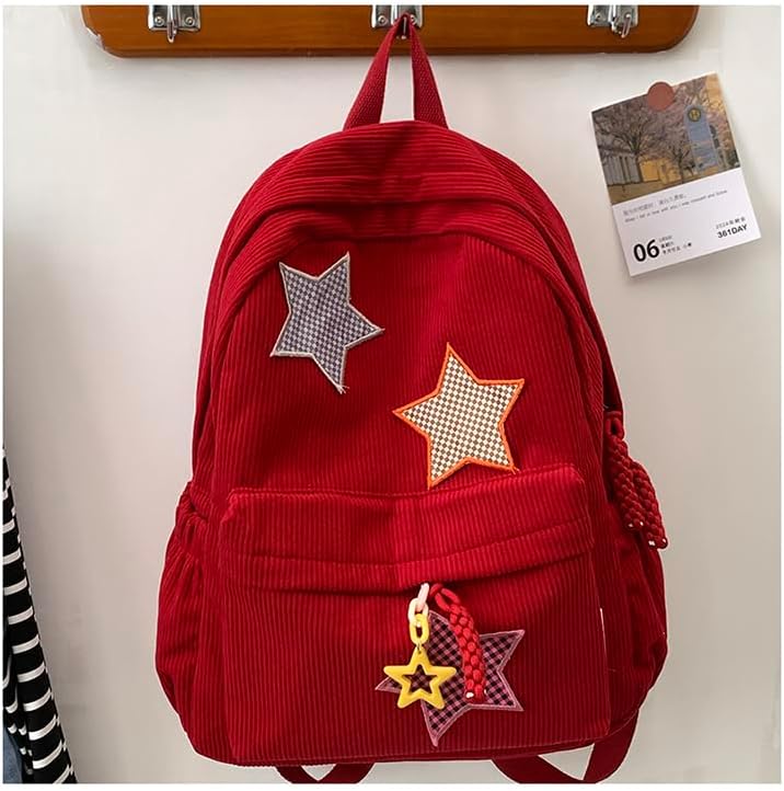 Taolivingmart Corduroy Backpack With Star Pattern | Fits 14" Laptop, Large Capacity | Trendy Daily Commute Bag - View #11