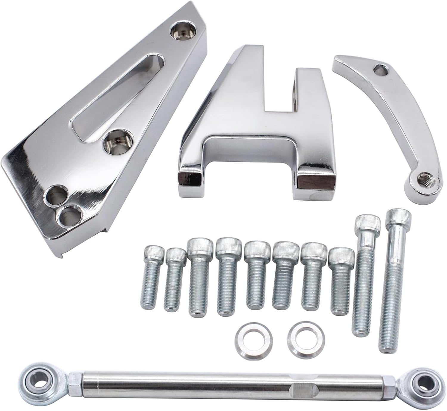 Chrome Plated Aluminum Alternator Bracket Kit Fits for Chevy SBC 350 Short Water Pump Swp