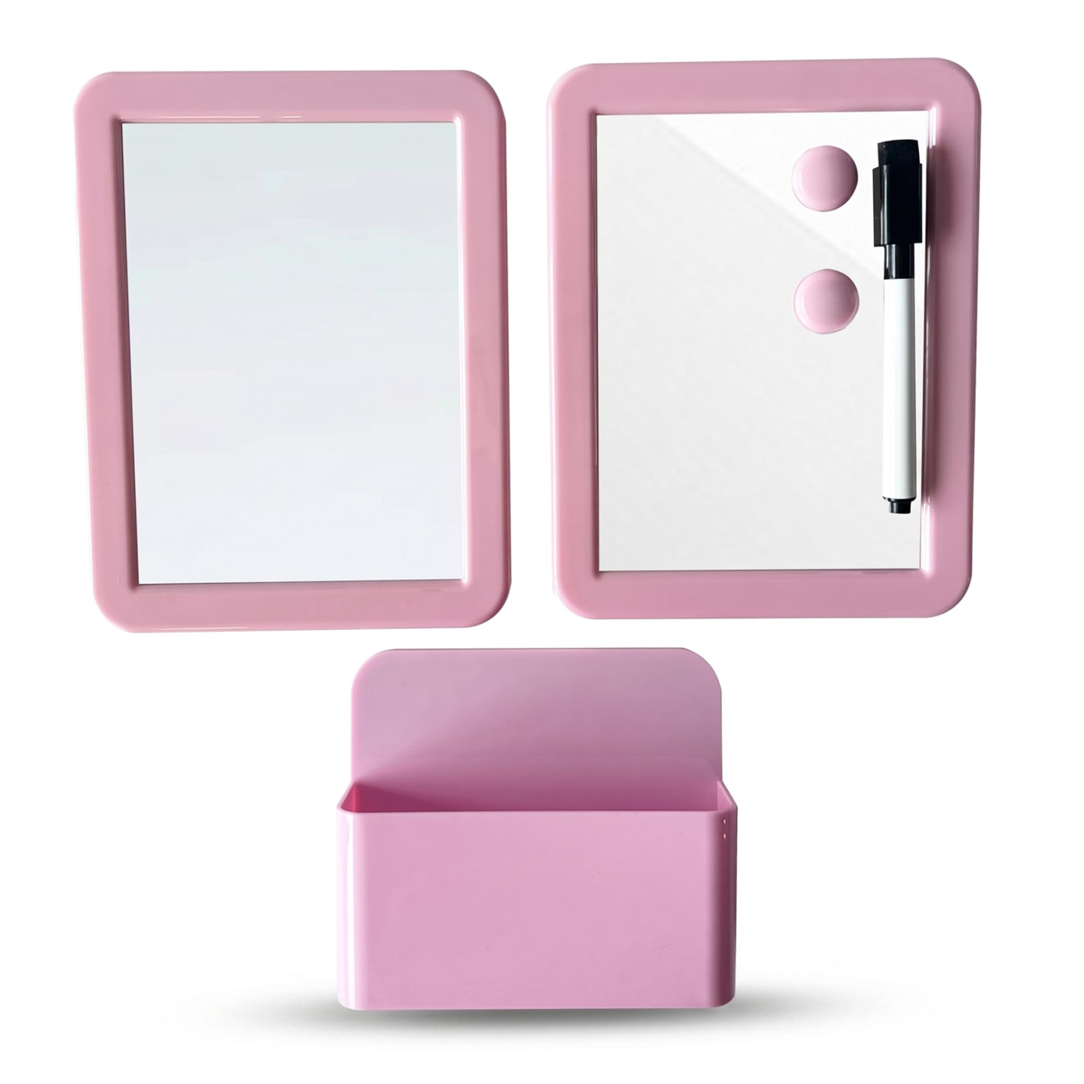 Jorzer Magnetic Locker Accessories, Portable Magnetic Mirror for Locker, Whiteboard & Pencil Holder for Girls, Style1 3PCS/Set
