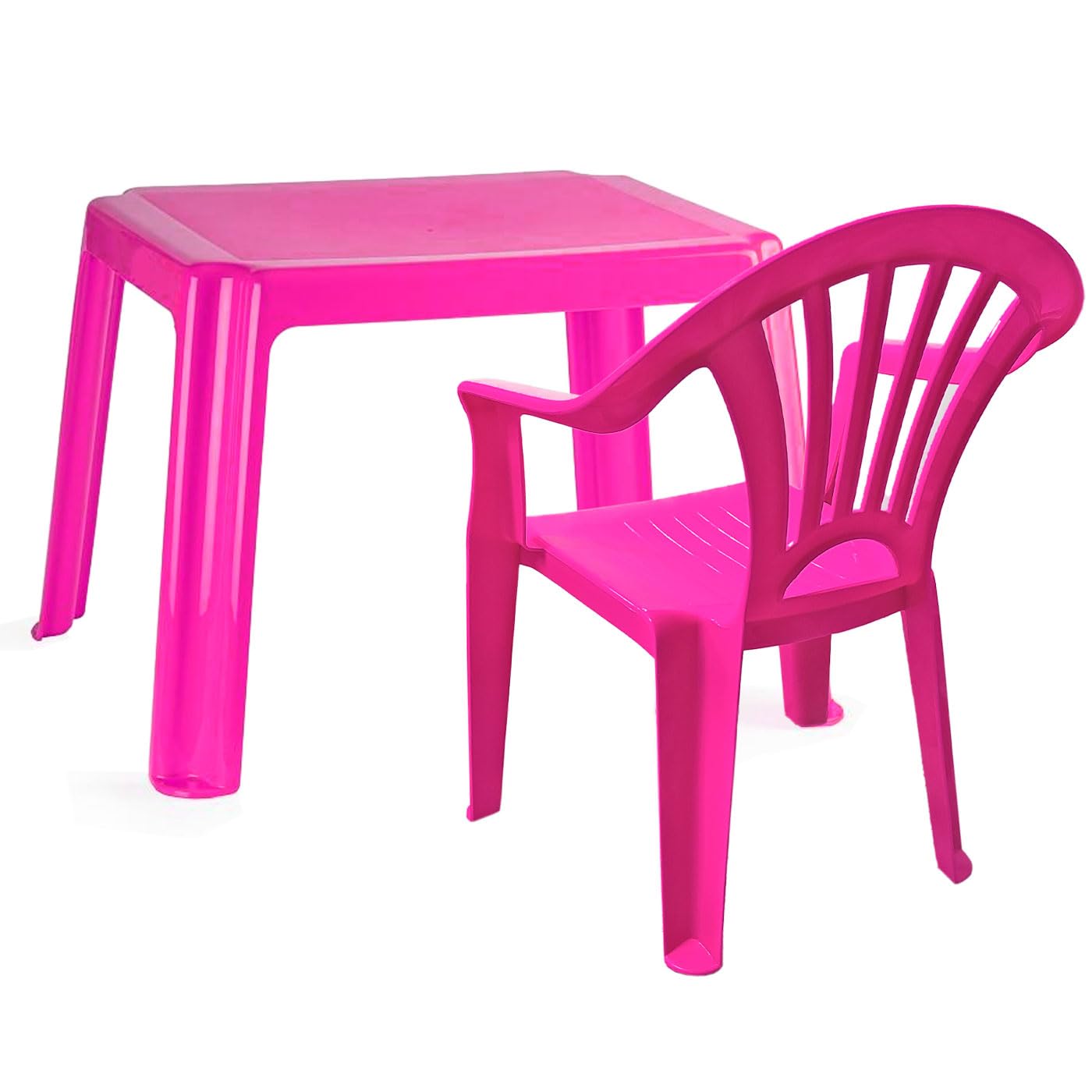 Acan Tradineur - Set de Mesa y Silla Infantil de plástico, Modelo Tipi, Estructura sólida, niños, Interior y Exterior, salón, jardín, Fabricado en España (Fucsia)