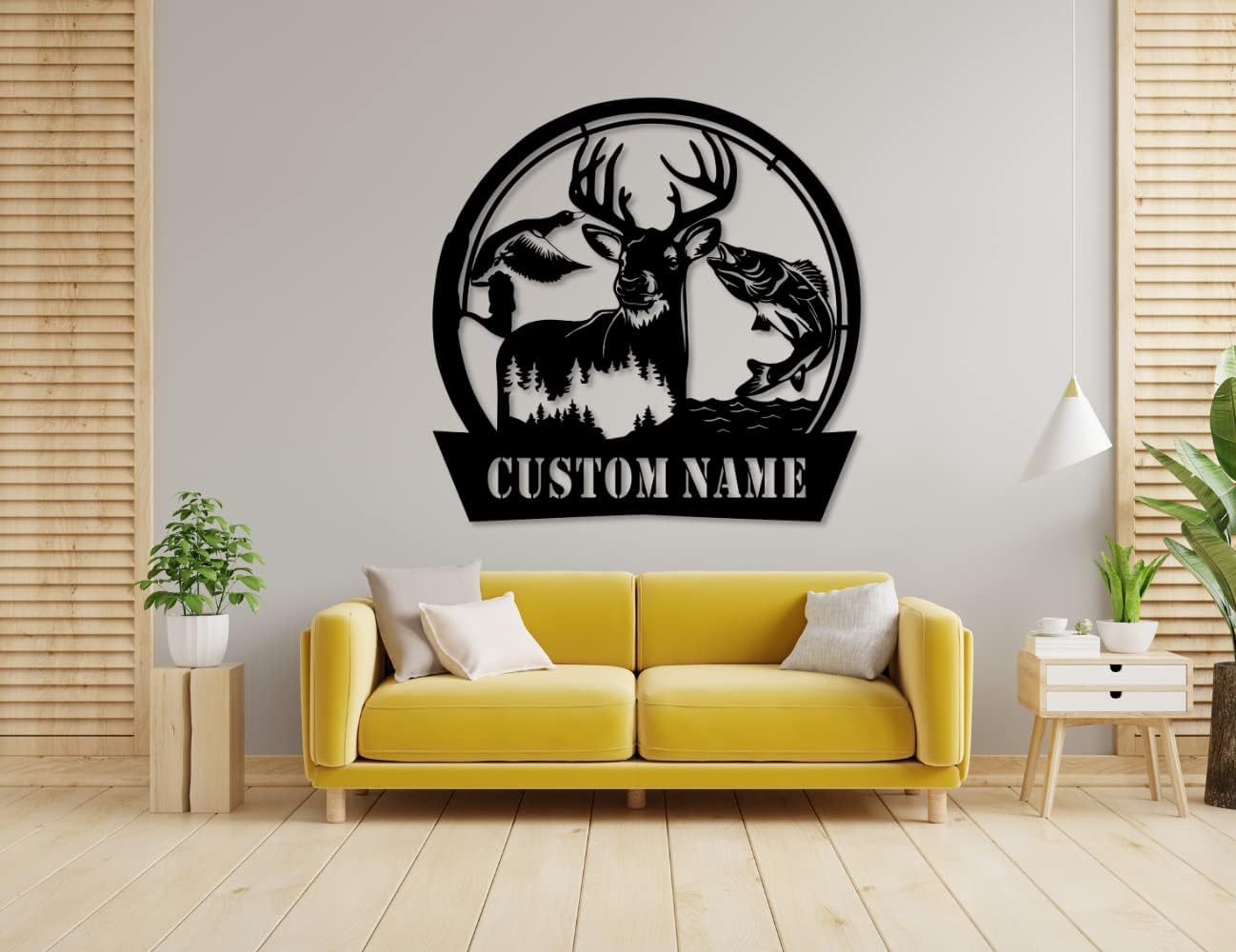 Custom Deer Hunting Metal Name Sign, Outdoor Decor Deer Fish Duck Hunting Metal Wall Decor, Forest Deer Wall Decor, Metal Monogram Family Name Sign, Anniversary, Last Name Sign.