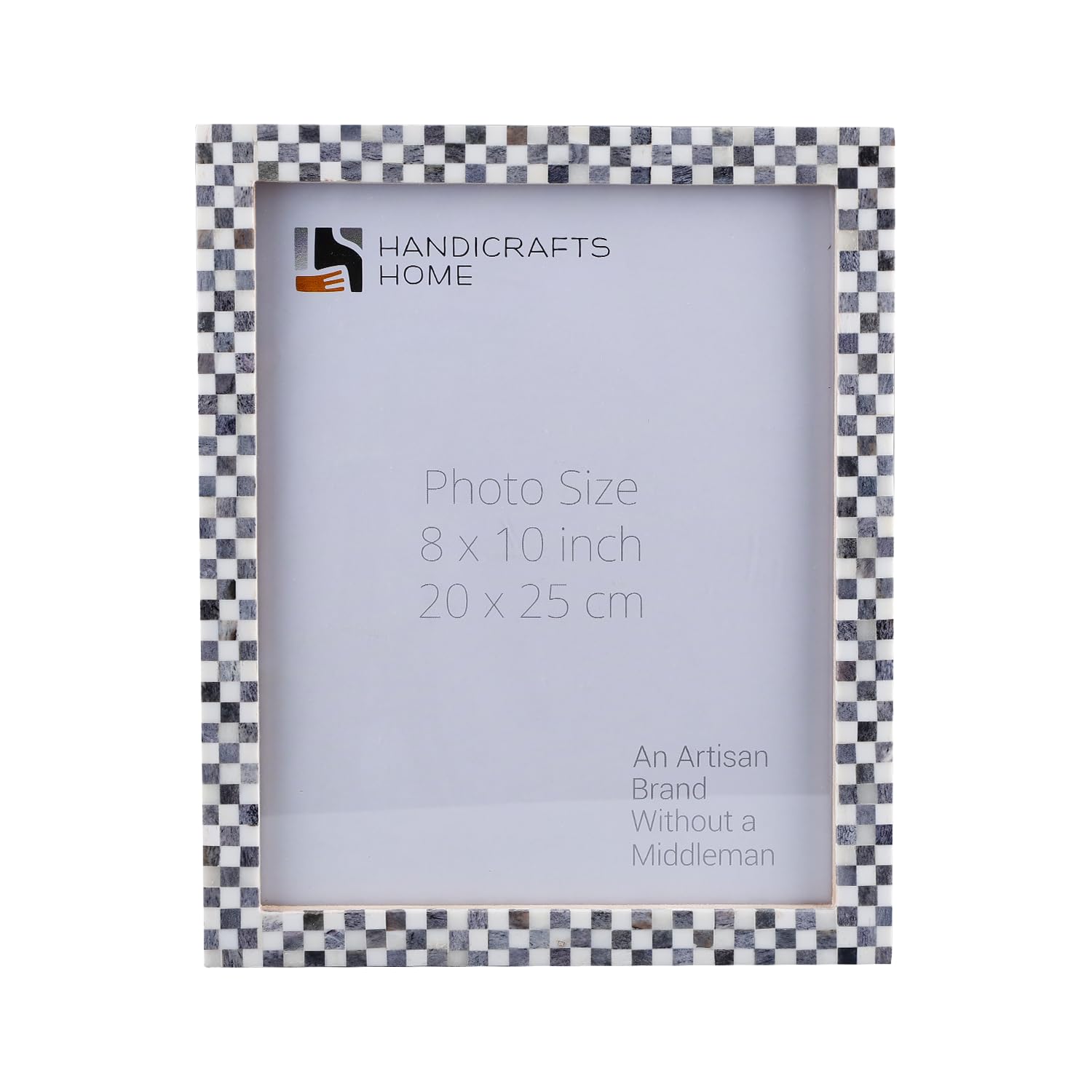 8x10 Picture Frame, Checkered Black & White Frames, Handmade Photo Frame for Farmhouse, Boho, Office Home Decor- Gallery Wall Frame, Shelf Decor, Vintage Look- Holiday & Wedding Gift