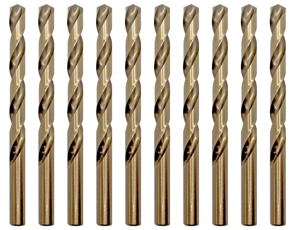 Cobalt Drill Bit 10Pcs 1/2 in. HSS Co M35 Jobber Length Twist Drill Steel Metal