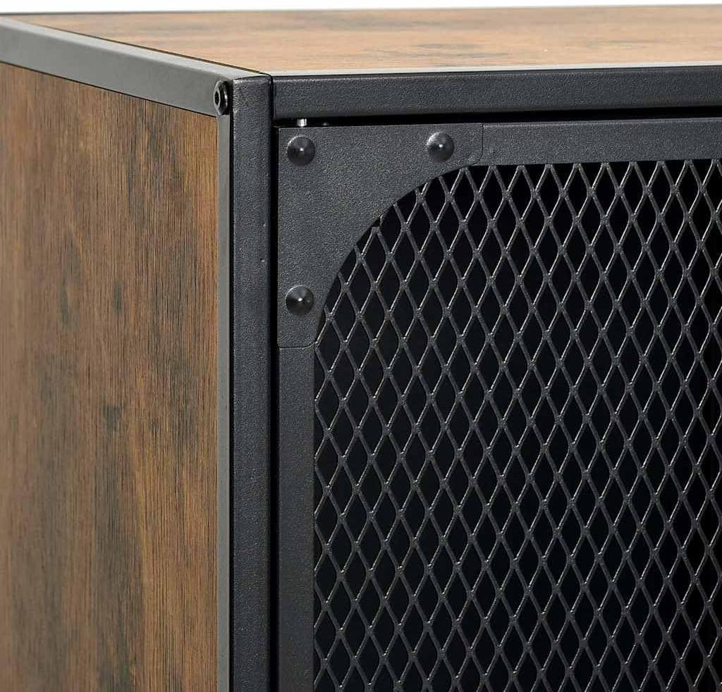 vidaXL TV Stand - Rustic Brown - Featuring Metal and MDF Construction, Spacious Storage with Mesh Doors, Cable Management Holes
