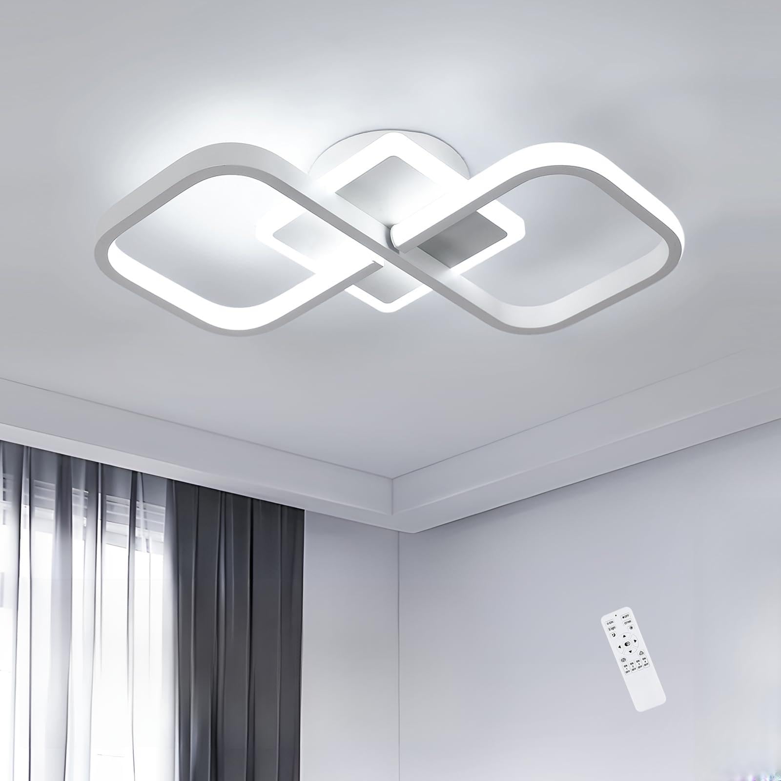 Comely Nowoczesny Regulowany Kwadratowy Plafon LED, 40W 40cm 3000K-6500K, Wewnętrzna Oprawa Sufitowa Z Pilotem, Biała Lampa Sufitowa LED Do Sypialni, Salonu