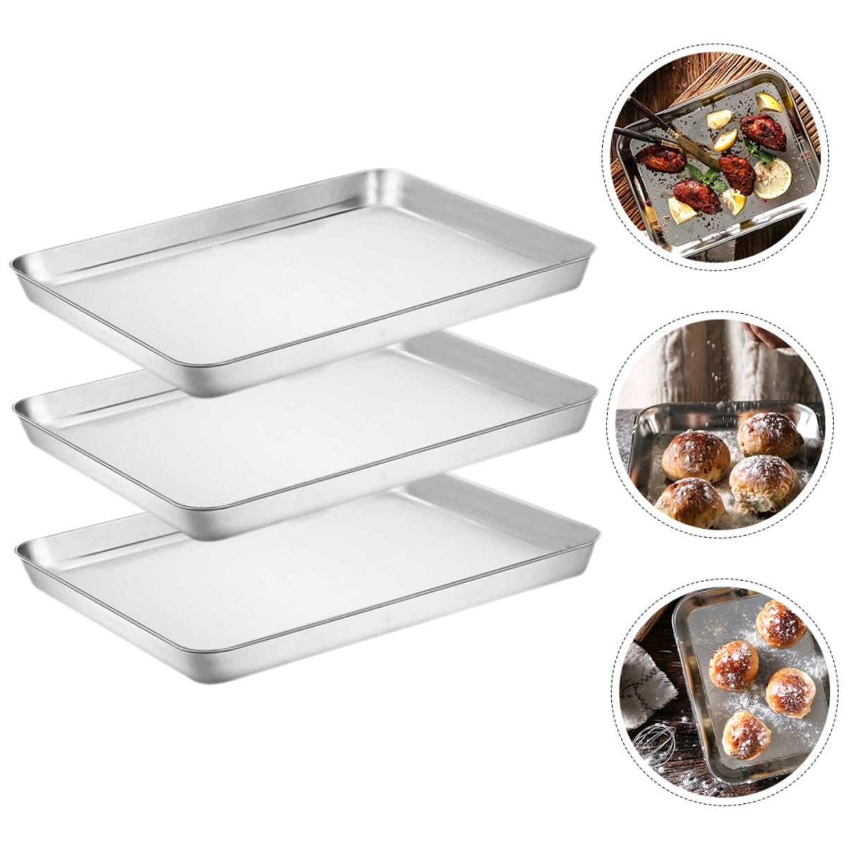Plaque de Cuisson en Acier Inoxydable, Lot de 3, Argenté