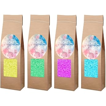 Cotton candy AZO free set of 4 x 100g with natural aroma and dye for approx. 30 servings