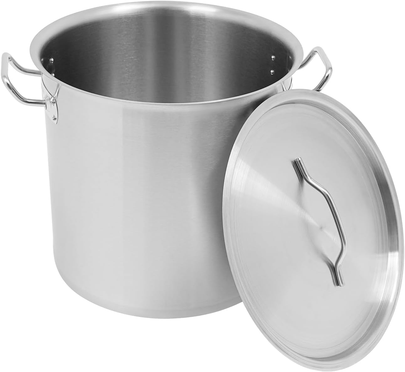 Stockpot – 33 Quart – Brushed Stainless Steel – Heavy Duty Induction Pot with Lid and Riveted Handles – For Soup, Seafood, Stock, Canning and for Catering for Large Groups
