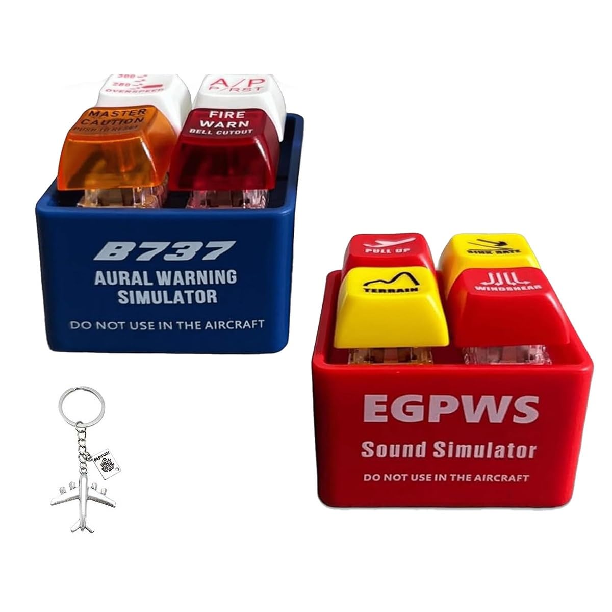 Homtrator Pilot And Crew Alert Keychain Egpws Warning Sound Simulator, Aviation Cockpit Keychain With Bright LED Light, Glowing Emergency Keychains, Unique Key Chain Gift For Aviation Fans