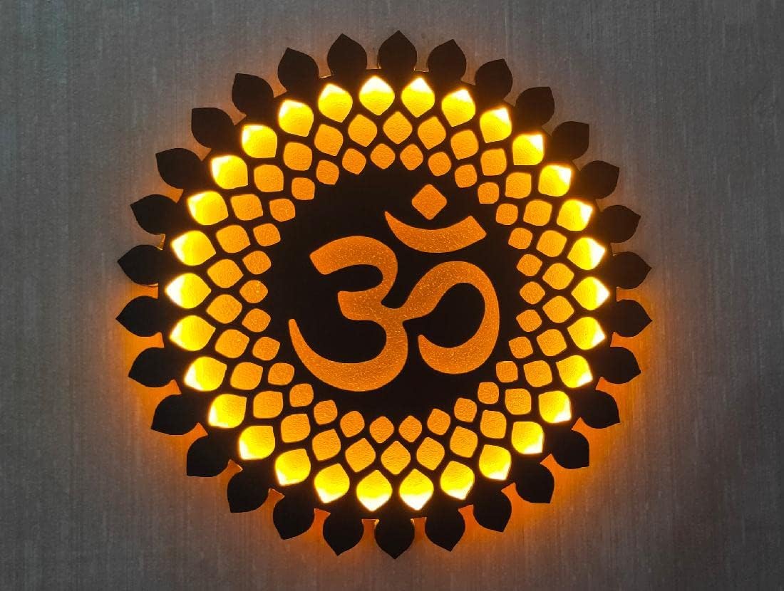 Biswas Brother OM Mandala Wall Font lid LED Light Wall Decor A well-designed 12X12 inch.