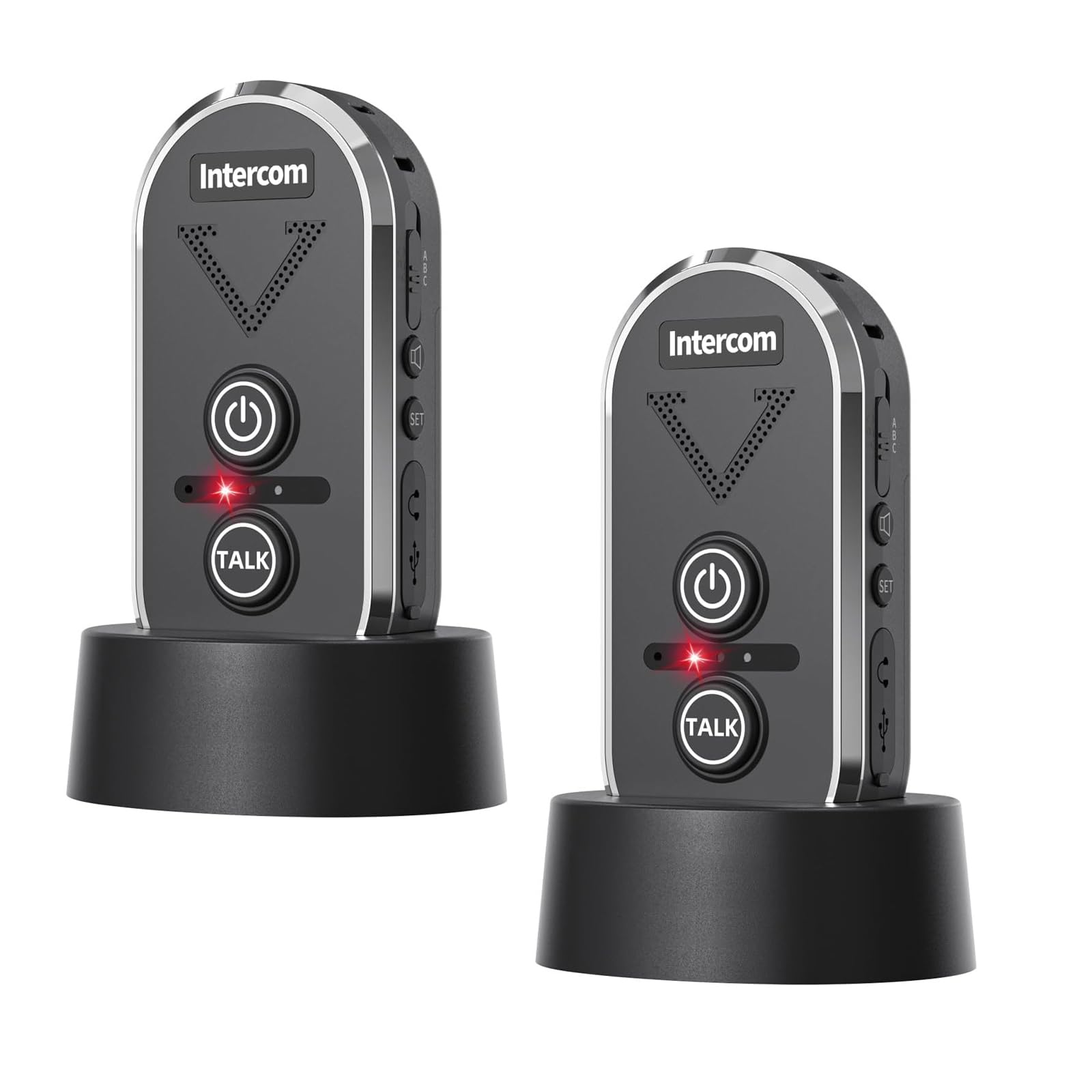 Interfoni wireless, 2 vie, portata 1500 m, IP44, impermeabile, 3 canali, citofoni interni ricaricabili per casa, ufficio, ospedale, hotel fabbrica (2 confezioni, nero)