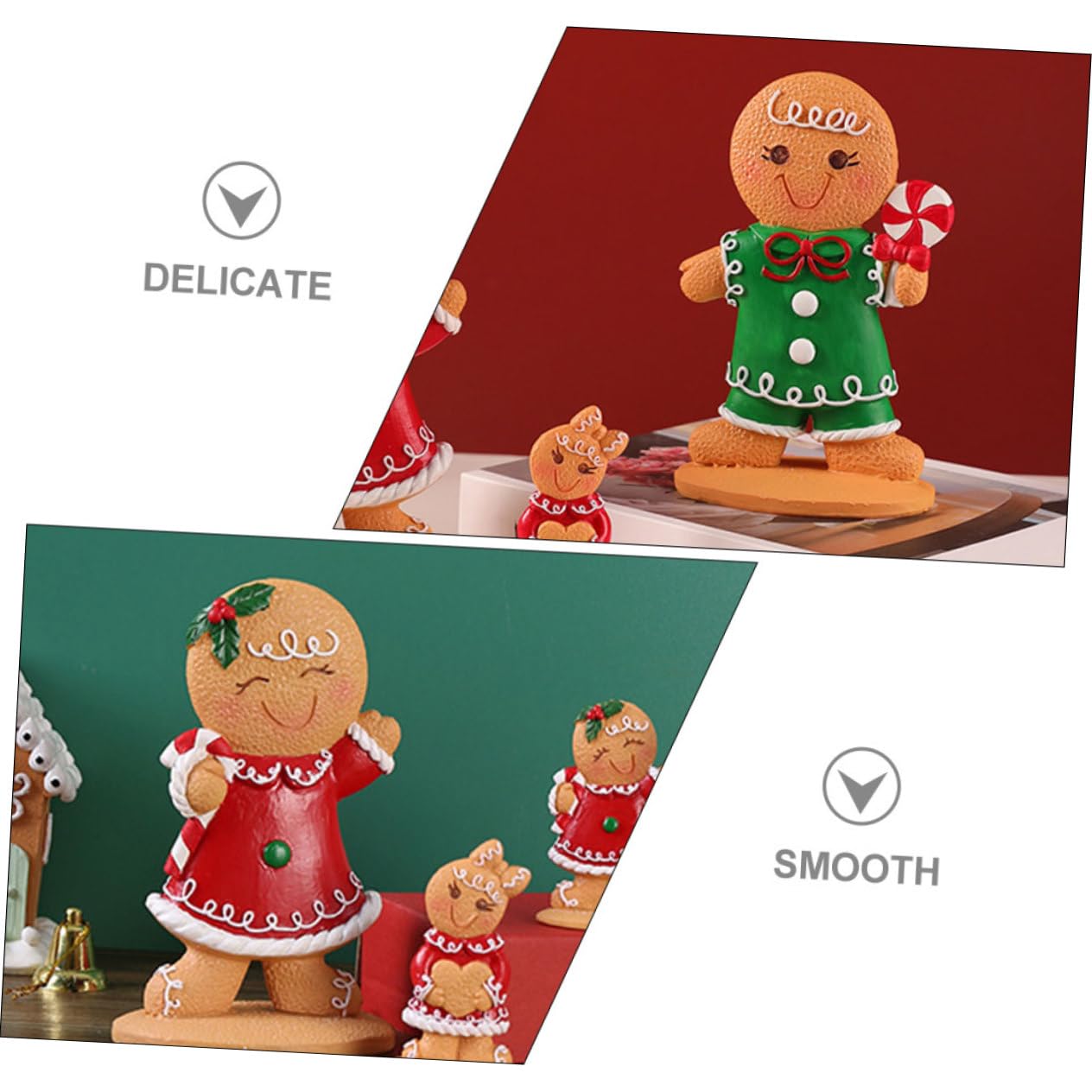 2piezas Adorno De Mesa De Jengibre Navideño Centro De Mesa De Navidad Decoración De Gingerbread para Celebraciones Festivas y Infantiles