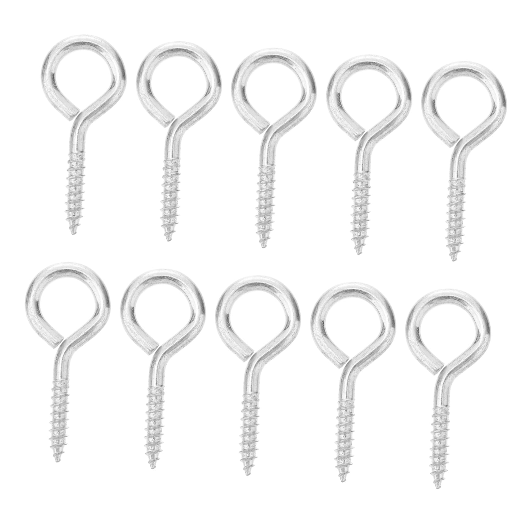 Unomor 10pcs Eyelets Hooks Hanging Heavy Duty Large Eyes for Key Screw Tapping Gold Bolts Steel Eye Bolt Nickel-Plated Iron Silver