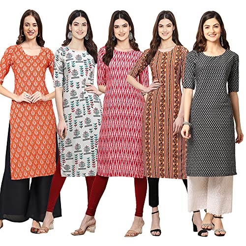 Image of Pinkmint Women's Crepe Digital Print Straight Kurta (D-353-345-369-360-370)