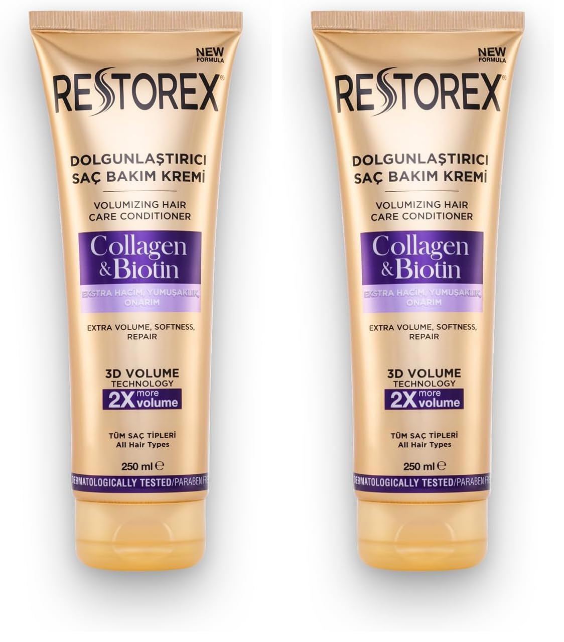 Restorex Dolgunlaştırıcı Saç Bakım Kremi Collagen & Biotin 250 Ml 2li paket