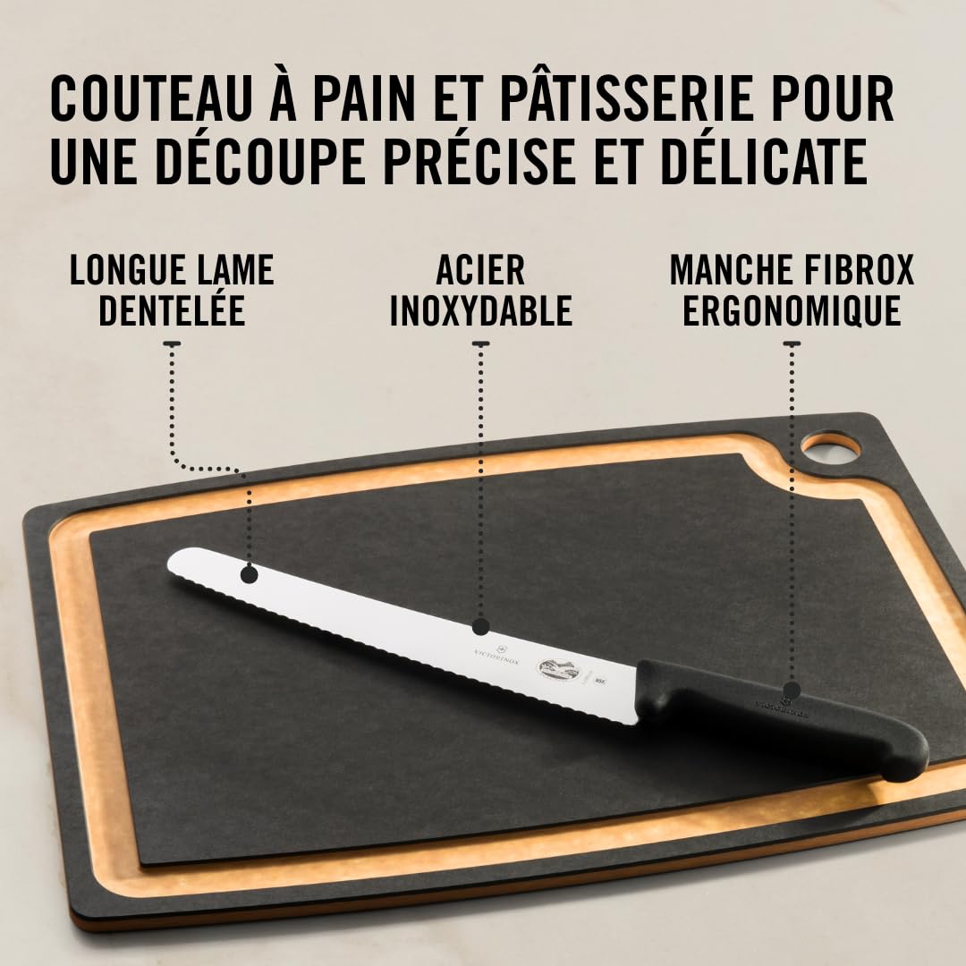 Victorinox Fibrox Couteau à pâtisserie denté 26 cm Inox Noir