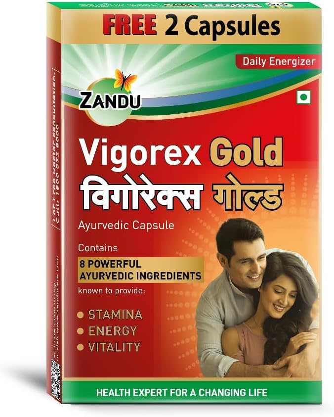 GENONE Zandu Vigorex Gold Ayurvedic Daily Energy Booster -Pack of 12 Capsules, 2 Count