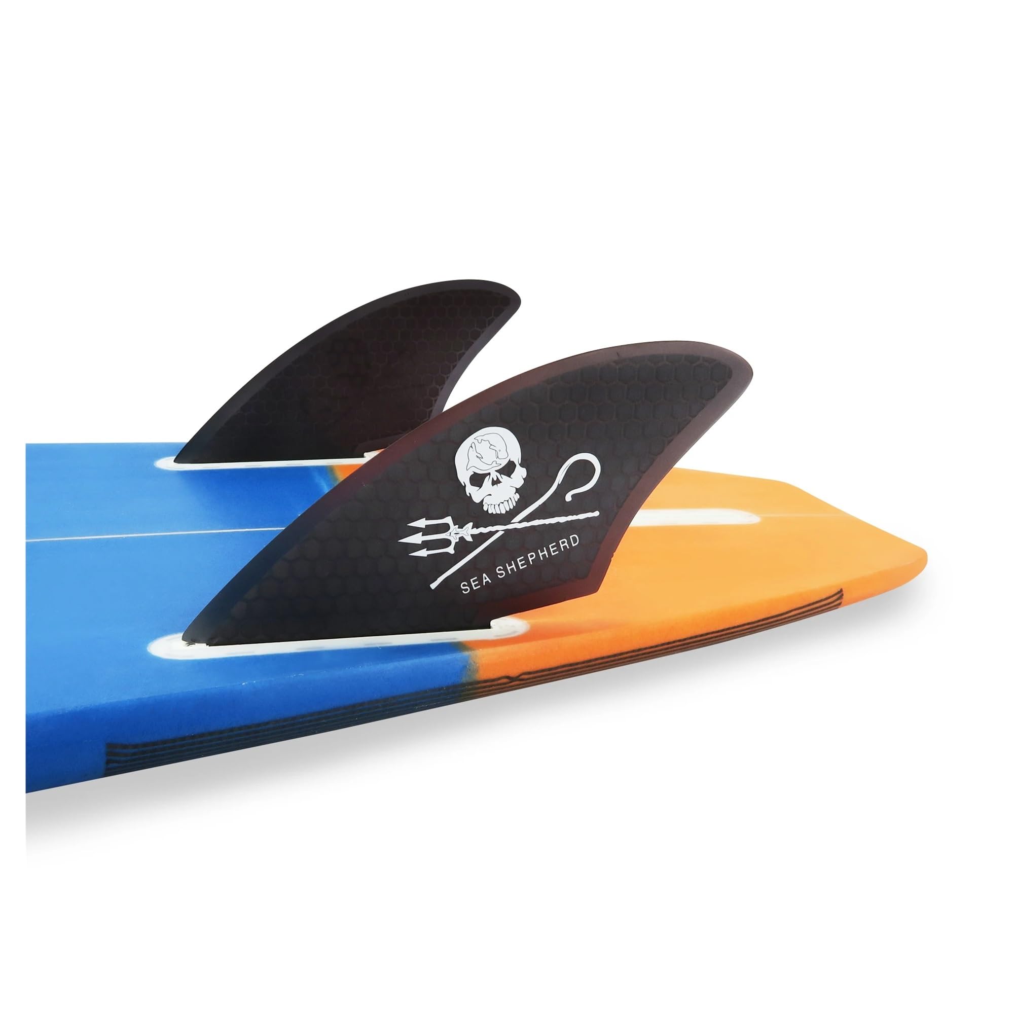 Quillas de Surf Twin Keel de una y Dos pestañas - Juego de quillas Dobles de Fibra de Vidrio con Panal, Tornillos y Llave for quillas(FC2-Skull)