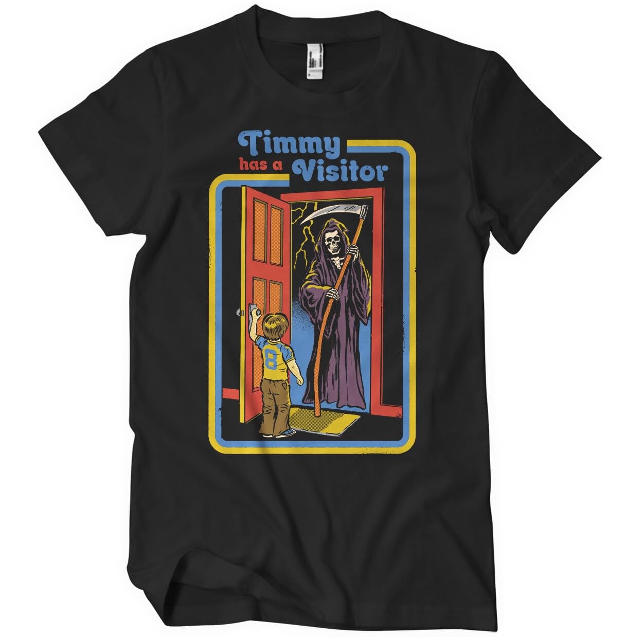 Steven Rhodes Officially Licensed Timmy Has A Visitor Mens T-Shirt (Black), Small