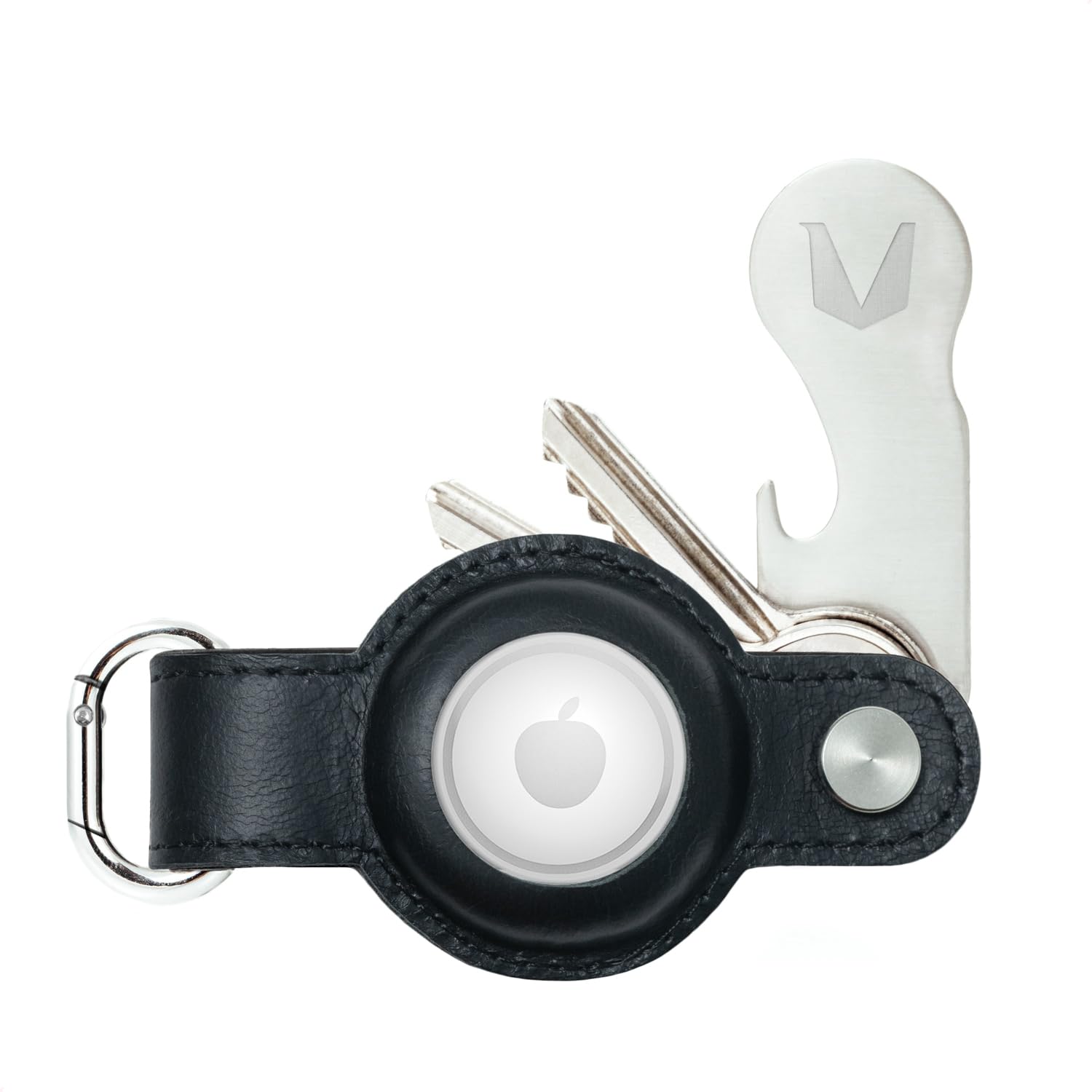 Etui porte-clés compatible avec AirTag homme & femme en cuir véritable: Organiseur compact jusqu'à 7 clef + Jeton chariot et Service de restitution des clefs