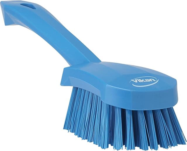Vikan 41923 Stiff Washing / Scrubbing Hand Brush, Short Handle, 270mm (Blue)