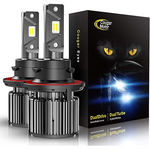 Cougar Motor H13 LED Bulb, K16 Series 9008 16000LM 6000K All-in-One Conversion Kit - Cool White Adjustable Beam Pattern, Quick Installation Halogen Replacement