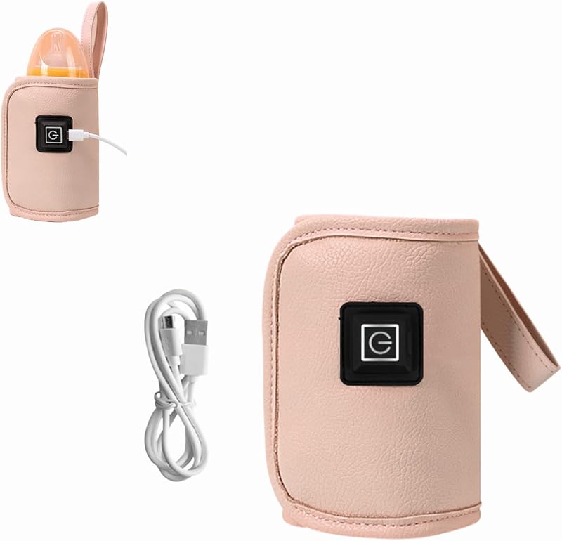 Calentador de biberones, retenedor de calor de leche USB, calor suave que mantiene la temperatura perfecta para la leche para bebés, usado para leche para bebés, usado en el hogar, en el exterior y en el automóvil, calentamiento lento para mantener el calor (rosa)