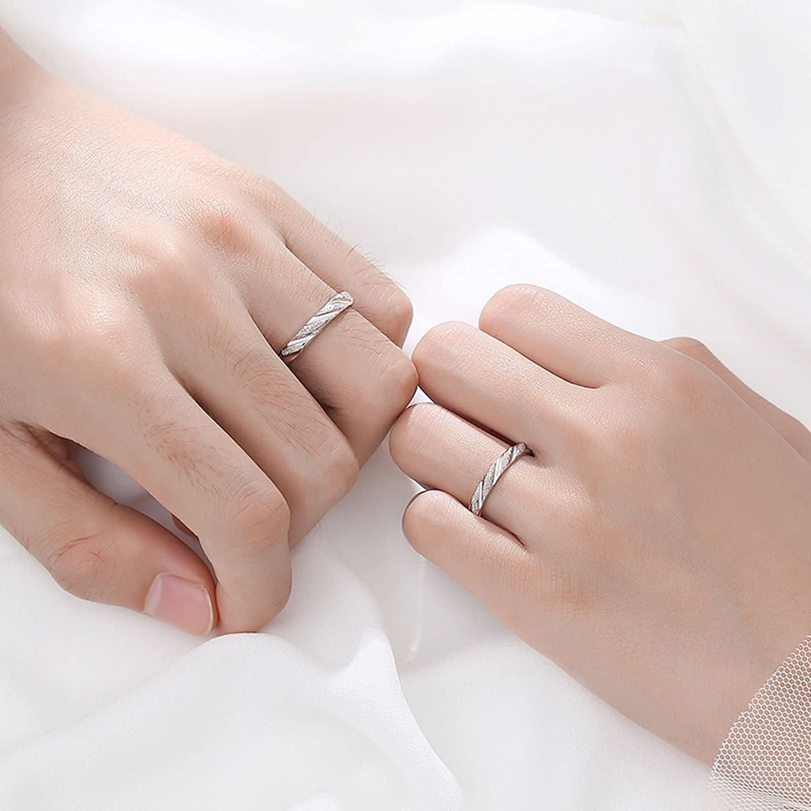 Alianzas Boda, Anillo Plata Mujer 925, Anillos de Compromiso Redondos Simple Anillos Ajustables Anillo Parejas Novios