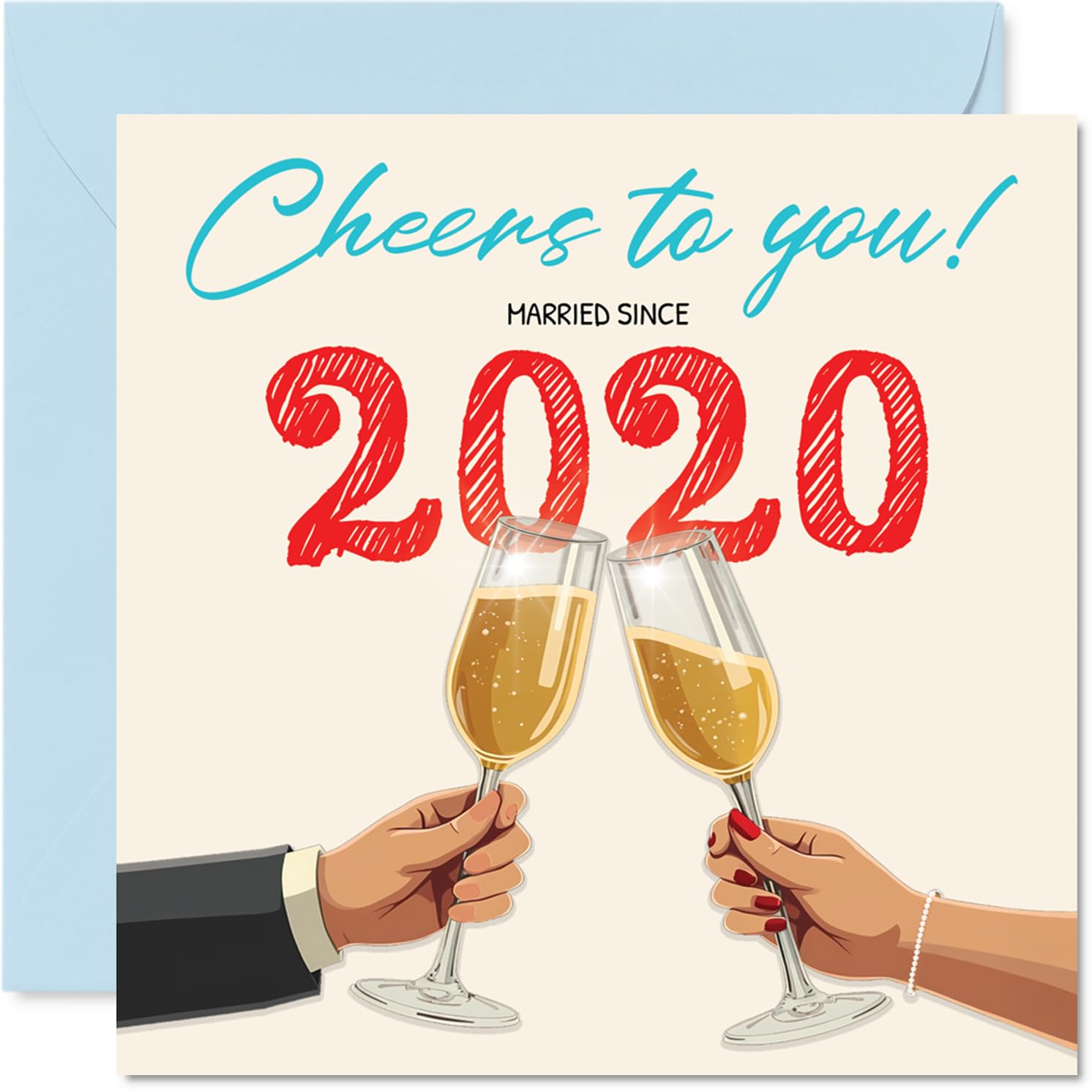 6th Anniversary Card for Women Men - Cheers! Married Since 2020 - Happy 6 Year Anniversary Card for Partner Husband Girlfriend Companion, 145mm Wedding Anniversaries Greeting Cards