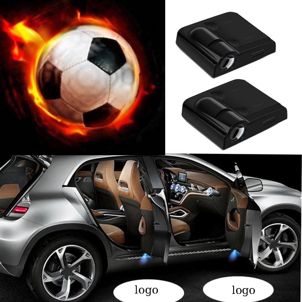 Luces De Bienvenida Para Puerta De Coche - Proyector LED Con Logo De Fútbol, Se Encienden Al Abrir, Sin Cableado, Pack De 2