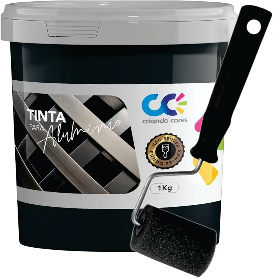 Tinta para Alumínio Grafite 1kg Fosca Base Água Alta Cobertura Sem Primer Secagem Rápida para Portas Janelas e Esquadrias