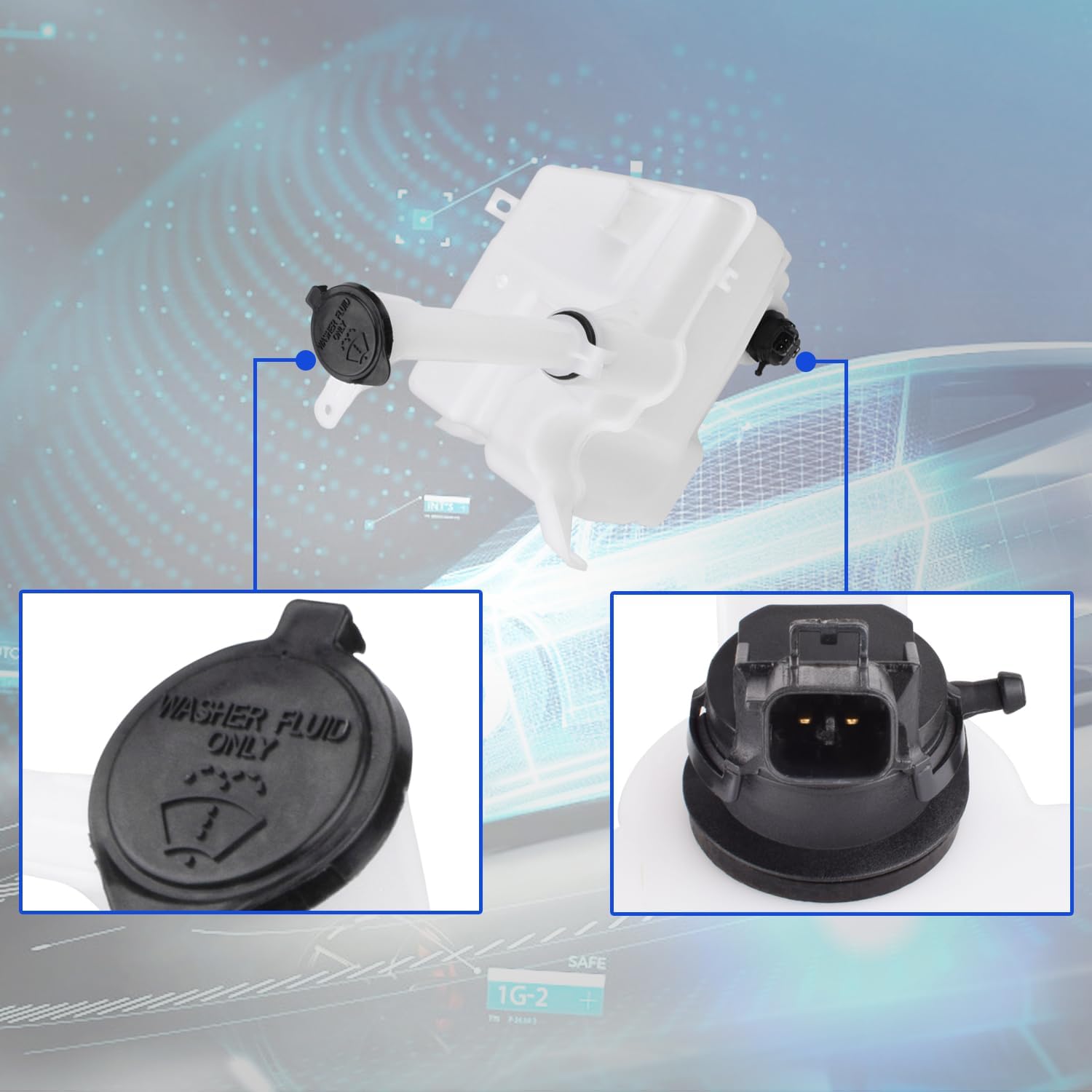 ‎85315-02520 Windshield Washer Reservoir Compatible with Toyota Corolla 2014-2019 Replaces 8531502520, 8533060190, 85330-60190, 8530102050, 6489-0009, TO1288190