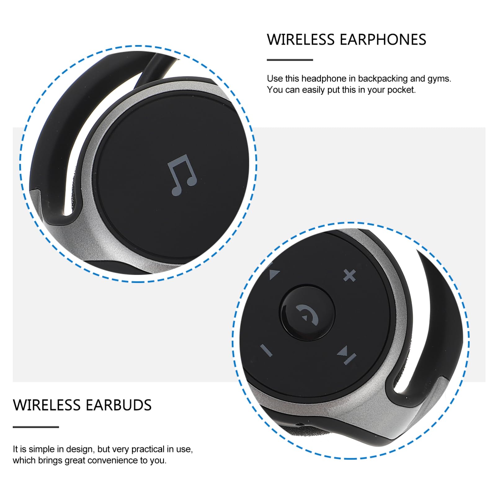 COLLBATH Auricolari Wireless Sportivi con Gancio Auricolare, Tecnologia Wireless 4.1, Leggeri e Confortevoli, per Corsa e Palestra, Neri