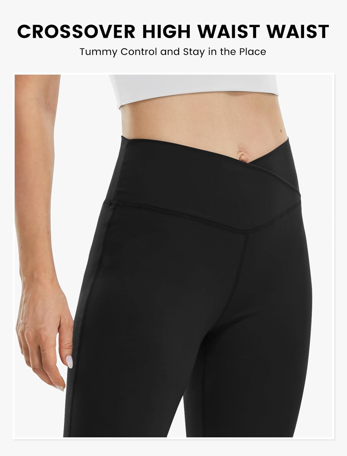 Leggings for Women High Waist V Crossover, Buttery Soft Tummy Control Workout Running Yoga Pants - Image 3