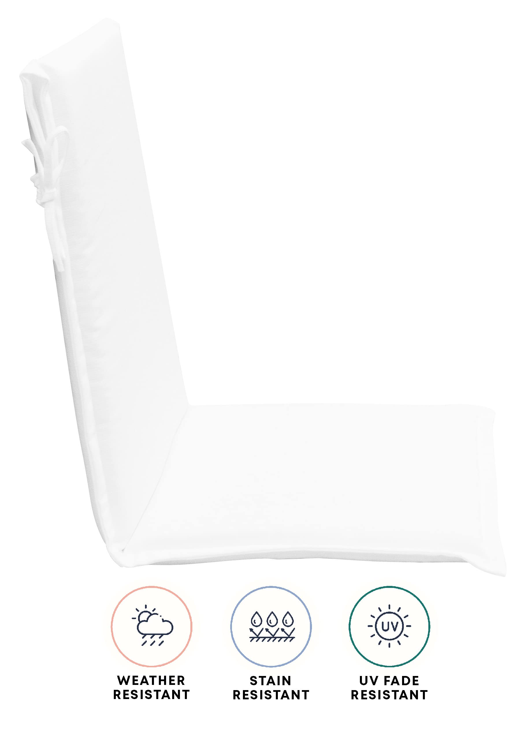 Honeycomb Indoor/Outdoor Finley White Sling Chair Cushion, Weather Resistant, Durable, Stylish, and Comfortable Patio Cushion, 18.5