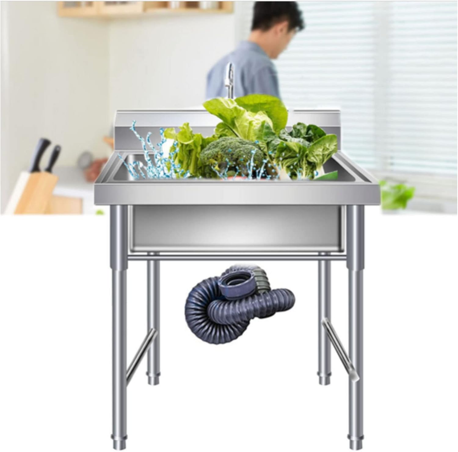 Commercial Kitchen Sink Unit Wash Basin 304 Stainless Steel 1